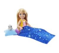 Barbie ¡Vamos de Camping Chelsea Muñeca Rubia con Accesorios de Juguete, Regalo