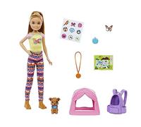 Barbie ¡Vamos de Camping! Skipper Muñeca Morena con Mascota y Accesorios de Juguete, Regalo para niñas y niños +3 años (Mattel HDF70)