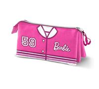 Barbie Varsity-Estuche Portatodo Triple, Rosa, 23 x 11 cm