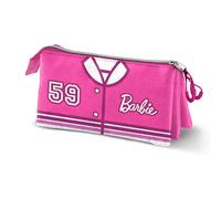 Barbie Varsity-Estuche Portatodo Triple, Rosa, 23 x 11 cm