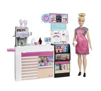 Barbie y su Cafetería, Muñeca con accesorios para café , smoothies, cupcakes y ensaladas de juguete (Mattel GMW03)
