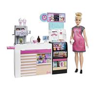 Barbie y su Cafetería, Muñeca con accesorios para café , smoothies, cupcakes y ensaladas de juguete (Mattel GMW03)
