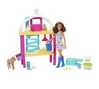 Barbie y su Granja Muñeca Profesiones Morena con Granja, Animales y Accesorios, Incluye Juego de plastilina, Juguete de Regalo +3 años (Mattel HGY88)