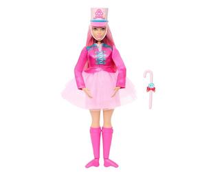 Barbien Cascanueces Daisy Bailarina Muñeca | Con vestido rosa, sombrero, tobillos articulados y bastón de caramelo, JLW52