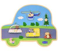 Barbo Toys - Peppa Pig - Rompecabezas de Perilla - Transporte - A Partir de 1 año - Rompecabezas de Madera Contiene 6 Piezas - Ilustraciones de Peppa y Sus Amigos