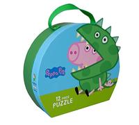 Barbo Toys - Puzle de Maletas Peppa Pig Dinosaurio George - Rompecabezas de 12 Piezas para niños a Partir de 3 años - Puzzle en Maleta con George Disfrazado de Dinosaurio - Oficial Peppa Pig