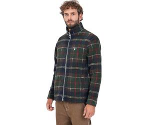 Barbour Chaqueta polar sherpa con estampado de tartán verde y azul para hombre S, Verde