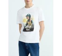 Barbour International Barbour International - Camiseta de hombre de manga corta con estampado grafico de Steve McQueen el pecho. Blanco Talla L