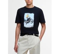 Barbour International Barbour International - Camiseta de hombre de manga corta con estampado grafico de Steve McQueen el pecho. Negro Talla M