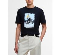 Barbour International Camiseta de hombre de manga corta con estampado grafico de Steve McQueen el pecho. Negro XL