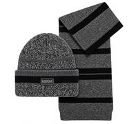 Barbour International Men's Boston Beanie Hat & Scarf Gift Box Set Black/Grey