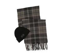 Barbour International Sweeper - Juego de caja de regalo de gorro y bufanda, color negro, patrón a cuadros