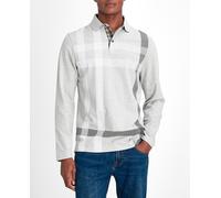 Barbour Polo de hombre de manga larga con estampado tartán. Gris XL