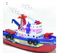 Barca antincendio elettrica - Nave giocattolo con spruzzatore, struttura colorata resistente all'acqua | Veicolo galleggiante con funzioni luminose per bambini, attività estive, divertimento in giardi