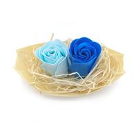 Barca con flores para regalo invitados (Azul) - Rosas de jabón para baño aromático. Detalle original para eventos, bodas, cumpleaños...