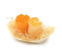 Barca con flores para regalo invitados (Naranja) - Rosas de jabón para baño aromático. Detalle original para eventos, bodas, cumpleaños...