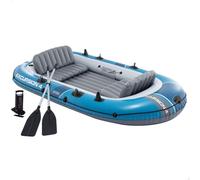 Intex Barca hinchable, Modelo Excursion 4, Mide 315x165x43 cm, Máx. 500 kg, Para 4 personas, Incluye remos y asientos, Bomba de inflado, Parche reparación, 3 cámaras de aire, Pesca o recreo (66324)