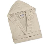 BarceloHogar Albornoz Ducha. Albornoz de Rizo Americano. 100% Algodon. 420 gr/m². Albornoz Unisex. Bata de Baño Suave. Capucha y Cinturon. Olimpo. Color Beige. Talla XL