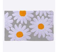 BarceloHogar Alfombra Baño. Alfombra Pequeña 50 x 80 cm para Pie de Cama. Alfombra 100% Algodon de Rizo. Tacto Esponjoso y Aislante. Alfombra Suelo Ducha. Margarita. Perla