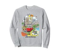Barcelona Ciudad España Iconos Colorido Paisaje Urbano Arte Recuerdo Sudadera