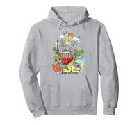 Barcelona Ciudad España Iconos Colorido Paisaje Urbano Arte Recuerdo Sudadera con Capucha