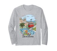 Barcelona Ciudad España Sagrada Familia Cable Car Art Souvenir Manga Larga