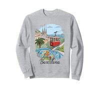 Barcelona Ciudad España Sagrada Familia Cable Car Art Souvenir Sudadera