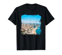 Barcelona Costera Ciudad Playa Horizonte gráfico escénico Camiseta