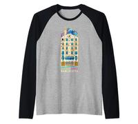 Barcelona, Dibujo a Mano Gaudi Casa Batlló Camiseta Manga Raglan