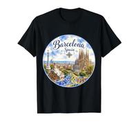 Barcelona España Basílica de la Segrada Familia Camiseta gráfica económica, Hombre, Negro, S