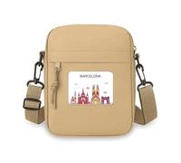 Barcelona España - Bolso cruzado plano con patrón de punto de referencia para teléfono celular, bolso de hombro