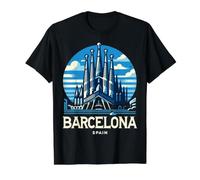 Barcelona España Ciudad Española Sagrada Familia Souvenir Orgulloso Camiseta gráfica económica, Hombre, Negro, L