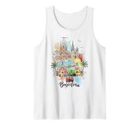 Barcelona España Monumentos Arte Colorido Paisaje Urbano Recuerdo Camiseta sin Mangas