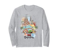 Barcelona España Monumentos Arte Colorido Paisaje Urbano Recuerdo Manga Larga