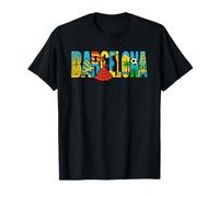 Barcelona España Souvenir Ciudad Iconos Gráfico Camiseta