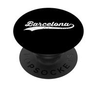 Barcelona España Vintage Cursiva Nombre Ciudad Modo Vacaciones PopSockets PopGrip Adhesivo
