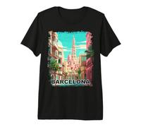 Barcelona España Vintage Paisaje Camiseta Premium