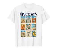 Barcelona España Vintage Travel Collage Cataluña Monumentos Camiseta
