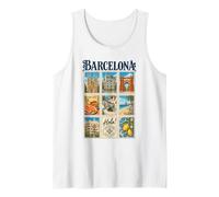 Barcelona España Vintage Travel Collage Cataluña Monumentos Camiseta sin Mangas