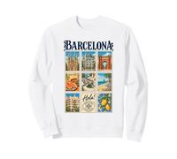 Barcelona España Vintage Travel Collage Cataluña Monumentos Sudadera