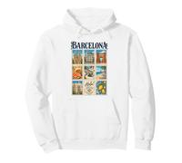 Barcelona España Vintage Travel Collage Cataluña Monumentos Sudadera con Capucha