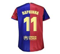Barcelona FC Camiseta Barça Raphinha 11, Primera Equipación 2024/2025- Réplica Oficial con Licencia- Talla XXL Adulto