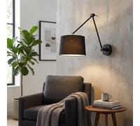 BARCELONA LED - Aplique de Pared Articulado ELBOW E27 Negro | Lámpara de Pared Interior con Brazo Articulado Orientable | Aplique Clásico Elegante para Dormitorio, Salón y Lectura