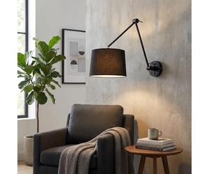 BARCELONA LED - Aplique de Pared Articulado ELBOW E27 Negro | Lámpara de Pared Interior con Brazo Articulado Orientable | Aplique Clásico Elegante para Dormitorio, Salón y Lectura