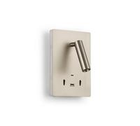 BARCELONA LED - Aplique de Pared "CLAUDI" con USB y USB-C, LED Frontal 3W + Luz Indirecta 12W, Diseño Moderno y Acabado Metálico, Ideal para Cabeceros de Cama, Zonas de Lectura y Rincones Acogedores