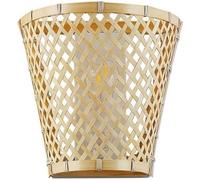 BARCELONA LED Aplique de pared de mimbre "Pani" rústico y artesanal con pantalla de madera, bambú y fibras naturales, estilo boho, isla, japonés, moderno Para salón, dormitorio, cocina y escalera