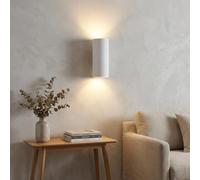 BARCELONA LED Aplique de Pared de Yeso 2xGU10 Blanco Cilíndrico Ø75x160mm | Iluminación Indirecta Bidireccional | Lámpara de Escayola Pintable Moderna Clásica y Elegante para Interior