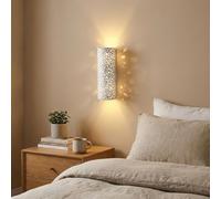 BARCELONA LED Aplique de Pared Escayola Blanco Esférico con Diseño Calado Perforado 2xE14 Luz Bidireccional Up Down Lámpara Yeso Moderna Minimalista Nórdica Interior Salón Dormitorio Hotel