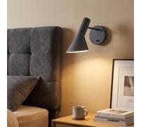 BARCELONA LED Aplique de Pared Interior Diseño Melisa, Lámpara de Pared Vintage Aluminio Gris con Pantalla Orientable, Casquillo E27 para Cabecero de Cama, Dormitorio, Pasillo y Salón, Estilo