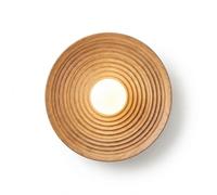 BARCELONA LED Aplique de Pared Madera Redondo Ø28cm con Globo de Cristal Blanco G9, Lámpara de Pared Estilo Nórdico Japandi Vintage Industrial, Ideal Dormitorio Salón Oficina Escalera Restaurante Café